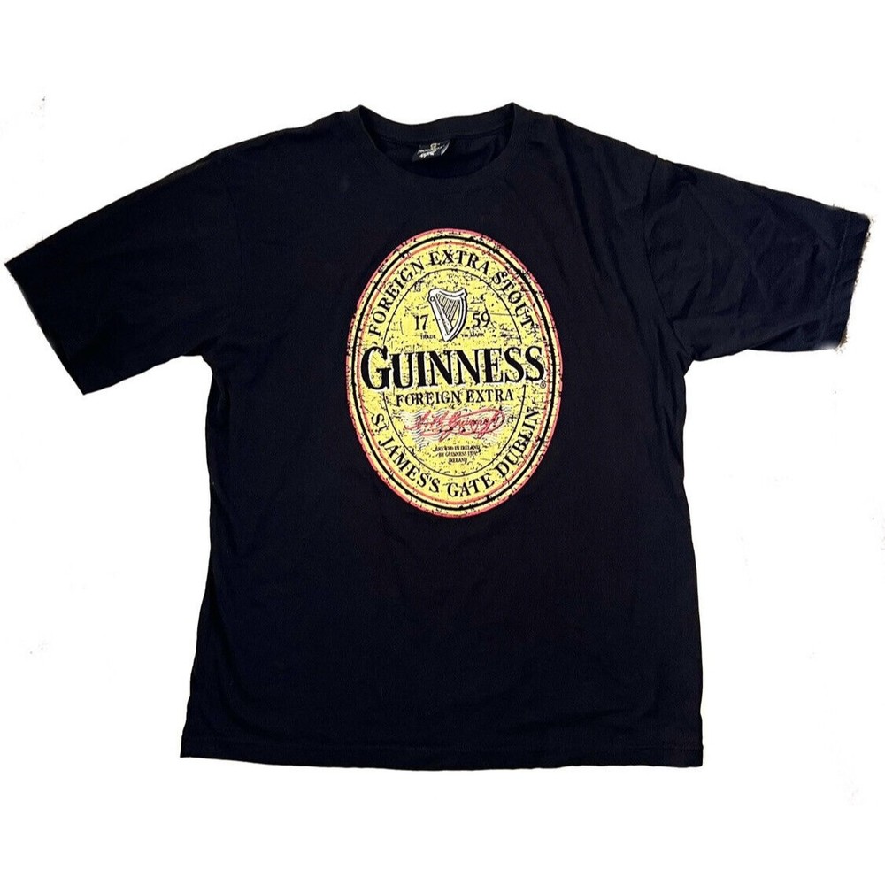 GUINNESS Black Short Sleeve Foreign Extra Stout T-Shirt Men’s Size Large